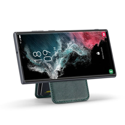 For Samsung Galaxy S24 Ultra 5G Fierre Shann Cowhide Vertical Flip Magnetic Card Holder Phone Case(Green)