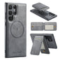 For Samsung Galaxy S24 Ultra 5G Fierre Shann Cowhide Vertical Flip Magnetic Card Holder Phone Case(Grey)