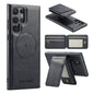 For Samsung Galaxy S22 Ultra 5G Fierre Shann Cowhide Vertical Flip Magnetic Card Holder Phone Case(Black)