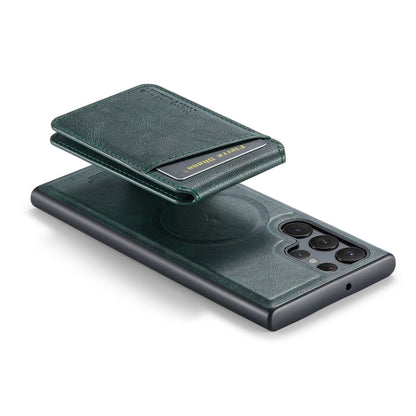 For Samsung Galaxy S22 Ultra 5G Fierre Shann Cowhide Vertical Flip Magnetic Card Holder Phone Case(Green)