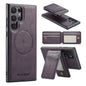 For Samsung Galaxy S22 Ultra 5G Fierre Shann Cowhide Vertical Flip Magnetic Card Holder Phone Case(Purple)