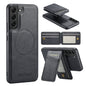 For Samsung Galaxy S22 5G Fierre Shann Cowhide Vertical Flip Magnetic Card Holder Phone Case(Black)