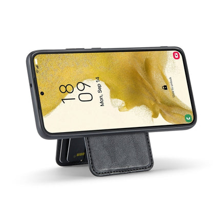 For Samsung Galaxy S22 5G Fierre Shann Cowhide Vertical Flip Magnetic Card Holder Phone Case(Black)