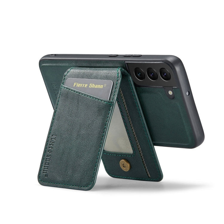 Pour Samsung Galaxy S22 5G Fierre Shann Étui de téléphone en cuir de vachette à rabat vertical avec porte-cartes magnétique (vert)