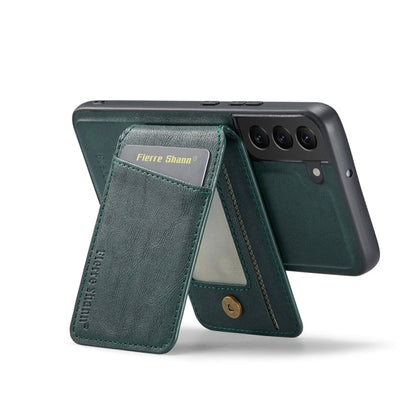 Pour Samsung Galaxy S22 5G Fierre Shann Étui de téléphone en cuir de vachette à rabat vertical avec porte-cartes magnétique (vert)