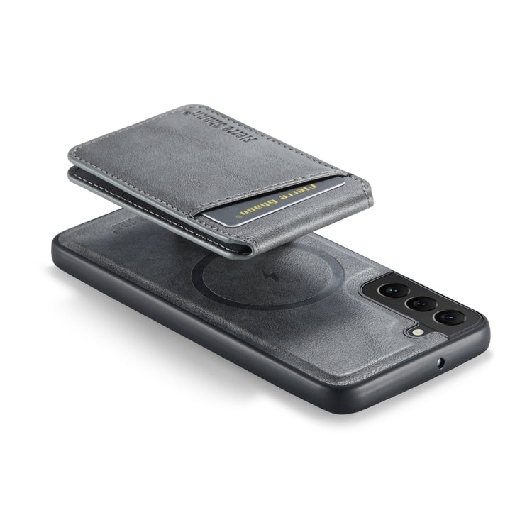 For Samsung Galaxy S22 5G Fierre Shann Cowhide Vertical Flip Magnetic Card Holder Phone Case(Grey)