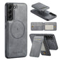 For Samsung Galaxy S22 5G Fierre Shann Cowhide Vertical Flip Magnetic Card Holder Phone Case(Grey)