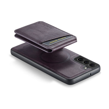 For Samsung Galaxy S22 5G Fierre Shann Cowhide Vertical Flip Magnetic Card Holder Phone Case(Purple)