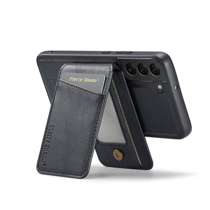 For Samsung Galaxy S22+ 5G Fierre Shann Cowhide Vertical Flip Magnetic Card Holder Phone Case(Black)