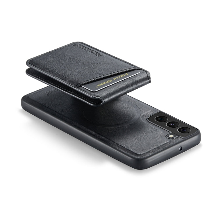 For Samsung Galaxy S22+ 5G Fierre Shann Cowhide Vertical Flip Magnetic Card Holder Phone Case(Black)