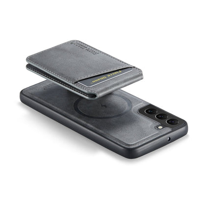 For Samsung Galaxy S22+ 5G Fierre Shann Cowhide Vertical Flip Magnetic Card Holder Phone Case(Grey)