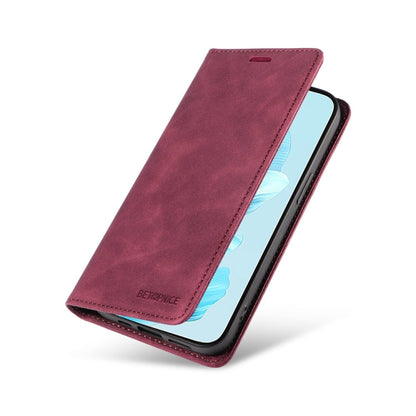 For Honor 200 Lite Global BETOPNICE Suction RFID Anti-theft Leather Phone Case(Wine Red)