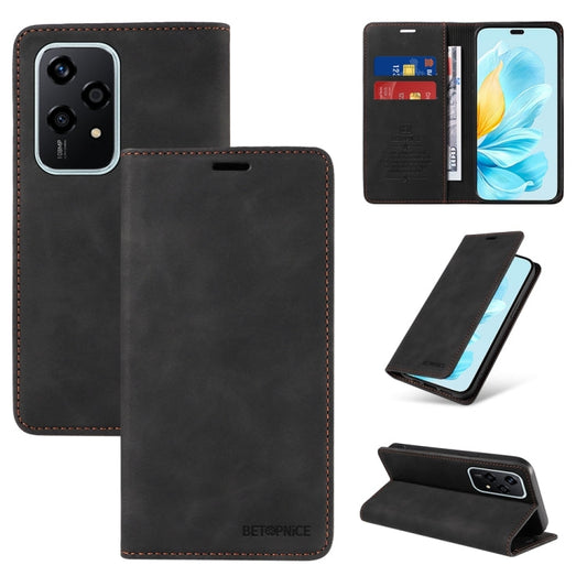 For Honor 200 Lite Global BETOPNICE Suction RFID Anti-theft Leather Phone Case(Black)