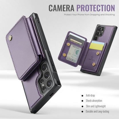 For Samsung Galaxy S24 Ultra 5G JEEHOOD J05 Business Magnetic Style RFID Leather Phone Case(Purple)