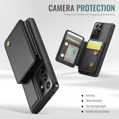For Samsung Galaxy S21 Ultra 5G JEEHOOD J05 Business Magnetic Style RFID Leather Phone Case(Black)