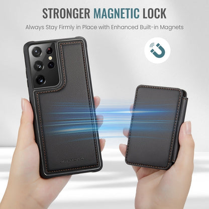 For Samsung Galaxy S21 Ultra 5G JEEHOOD J05 Business Magnetic Style RFID Leather Phone Case(Black)
