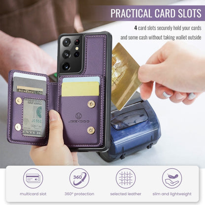 For Samsung Galaxy S21 Ultra 5G JEEHOOD J05 Business Magnetic Style RFID Leather Phone Case(Purple)