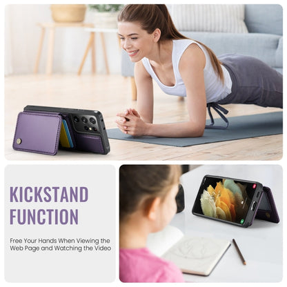 For Samsung Galaxy S21 Ultra 5G JEEHOOD J05 Business Magnetic Style RFID Leather Phone Case(Purple)