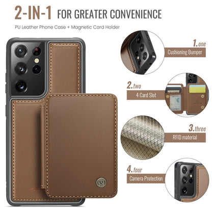 For Samsung Galaxy S21 Ultra 5G JEEHOOD J05 Business Magnetic Style RFID Leather Phone Case(Brown)