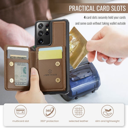 For Samsung Galaxy S21 Ultra 5G JEEHOOD J05 Business Magnetic Style RFID Leather Phone Case(Brown)