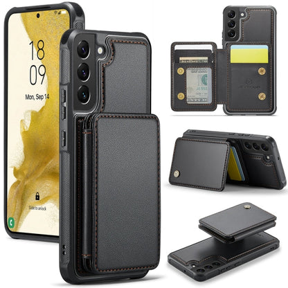 For Samsung Galaxy S22 5G JEEHOOD J05 Business Magnetic Style RFID Leather Phone Case(Black)