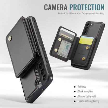 For Samsung Galaxy S22 5G JEEHOOD J05 Business Magnetic Style RFID Leather Phone Case(Black)