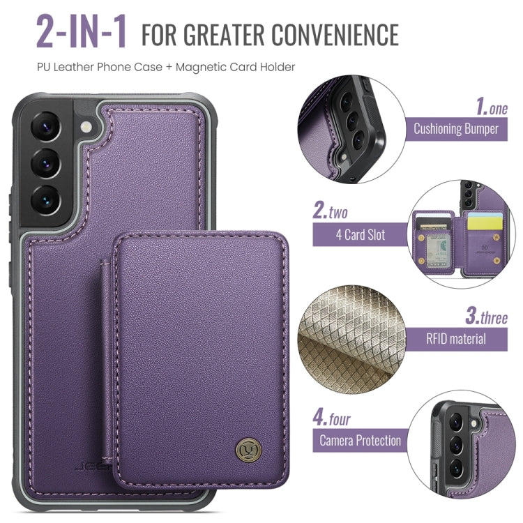 For Samsung Galaxy S22 5G JEEHOOD J05 Business Magnetic Style RFID Leather Phone Case(Purple)