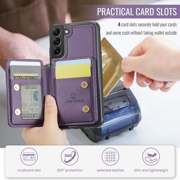 For Samsung Galaxy S22 5G JEEHOOD J05 Business Magnetic Style RFID Leather Phone Case(Purple)