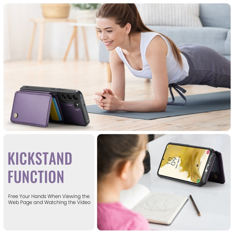 For Samsung Galaxy S22 5G JEEHOOD J05 Business Magnetic Style RFID Leather Phone Case(Purple)