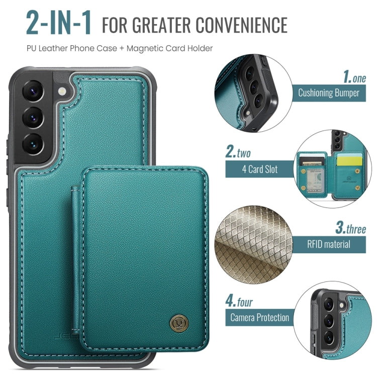 For Samsung Galaxy S22 5G JEEHOOD J05 Business Magnetic Style RFID Leather Phone Case(Blue Green)