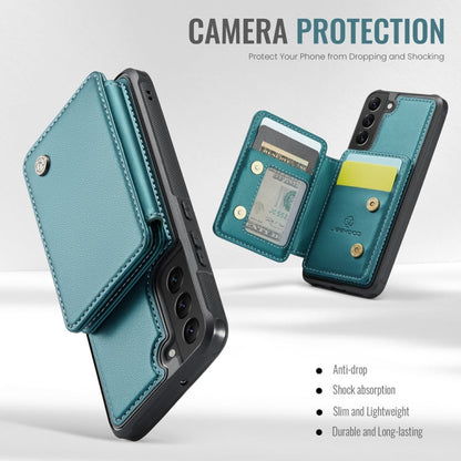 For Samsung Galaxy S22 5G JEEHOOD J05 Business Magnetic Style RFID Leather Phone Case(Blue Green)