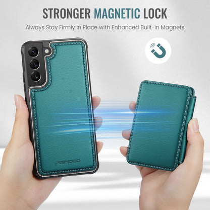 For Samsung Galaxy S22 5G JEEHOOD J05 Business Magnetic Style RFID Leather Phone Case(Blue Green)