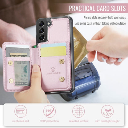 For Samsung Galaxy S22 5G JEEHOOD J05 Business Magnetic Style RFID Leather Phone Case(Pink)
