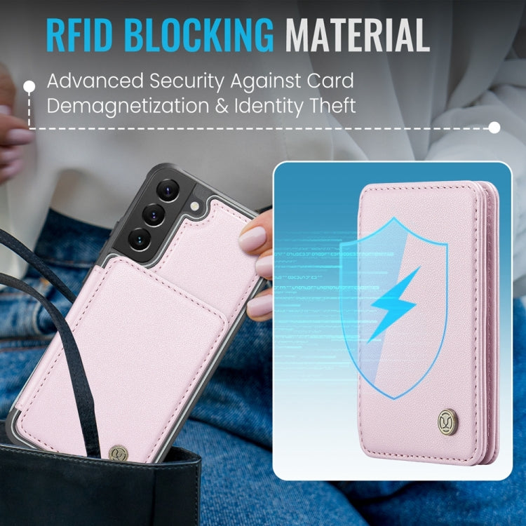 For Samsung Galaxy S22 5G JEEHOOD J05 Business Magnetic Style RFID Leather Phone Case(Pink)