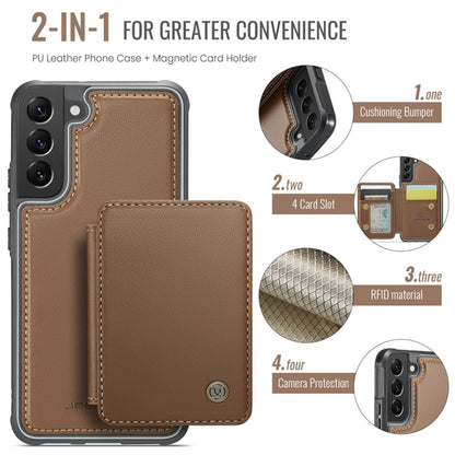 For Samsung Galaxy S22 5G JEEHOOD J05 Business Magnetic Style RFID Leather Phone Case(Brown)