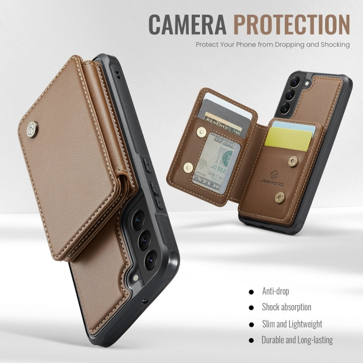 For Samsung Galaxy S22 5G JEEHOOD J05 Business Magnetic Style RFID Leather Phone Case(Brown)
