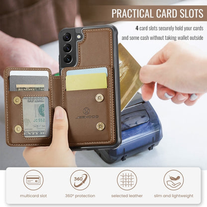 For Samsung Galaxy S22 5G JEEHOOD J05 Business Magnetic Style RFID Leather Phone Case(Brown)