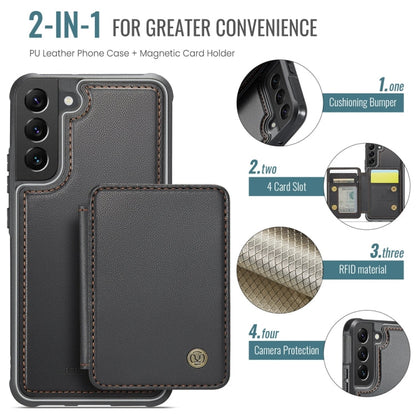 For Samsung Galaxy S22+ 5G JEEHOOD J05 Business Magnetic Style RFID Leather Phone Case(Black)