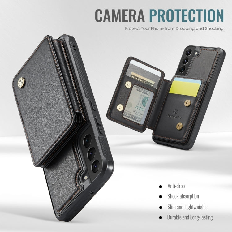 For Samsung Galaxy S22+ 5G JEEHOOD J05 Business Magnetic Style RFID Leather Phone Case(Black)