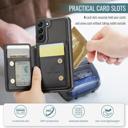 For Samsung Galaxy S22+ 5G JEEHOOD J05 Business Magnetic Style RFID Leather Phone Case(Black)