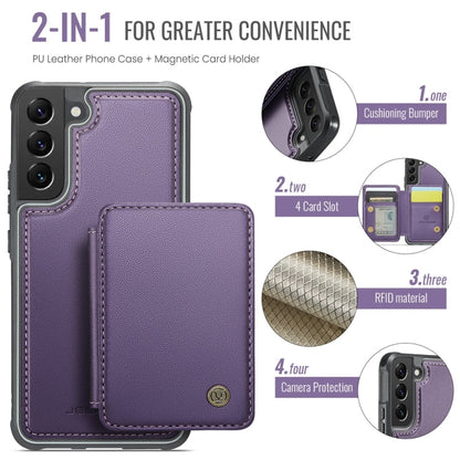 For Samsung Galaxy S22+ 5G JEEHOOD J05 Business Magnetic Style RFID Leather Phone Case(Purple)