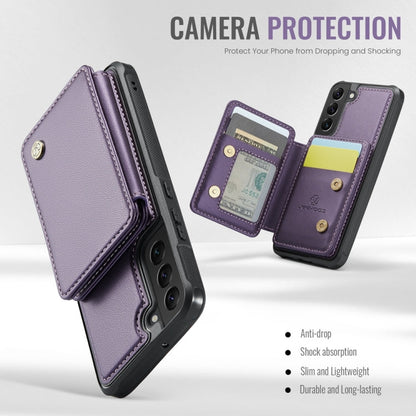 For Samsung Galaxy S22+ 5G JEEHOOD J05 Business Magnetic Style RFID Leather Phone Case(Purple)