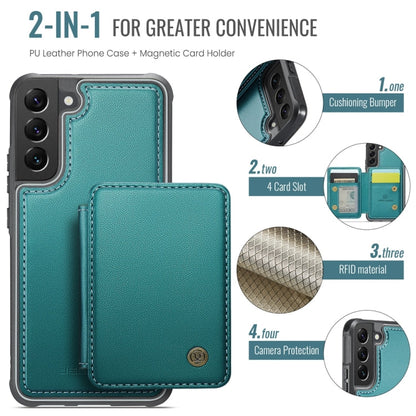 For Samsung Galaxy S22+ 5G JEEHOOD J05 Business Magnetic Style RFID Leather Phone Case(Blue Green)