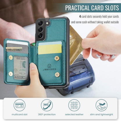 For Samsung Galaxy S22+ 5G JEEHOOD J05 Business Magnetic Style RFID Leather Phone Case(Blue Green)