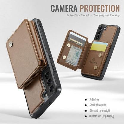 For Samsung Galaxy S22+ 5G JEEHOOD J05 Business Magnetic Style RFID Leather Phone Case(Brown)