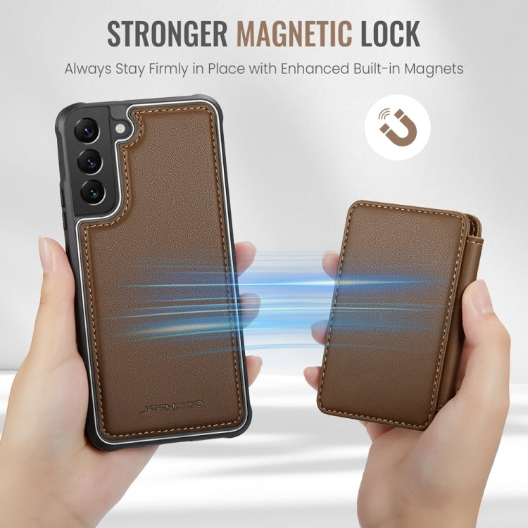 For Samsung Galaxy S22+ 5G JEEHOOD J05 Business Magnetic Style RFID Leather Phone Case(Brown)