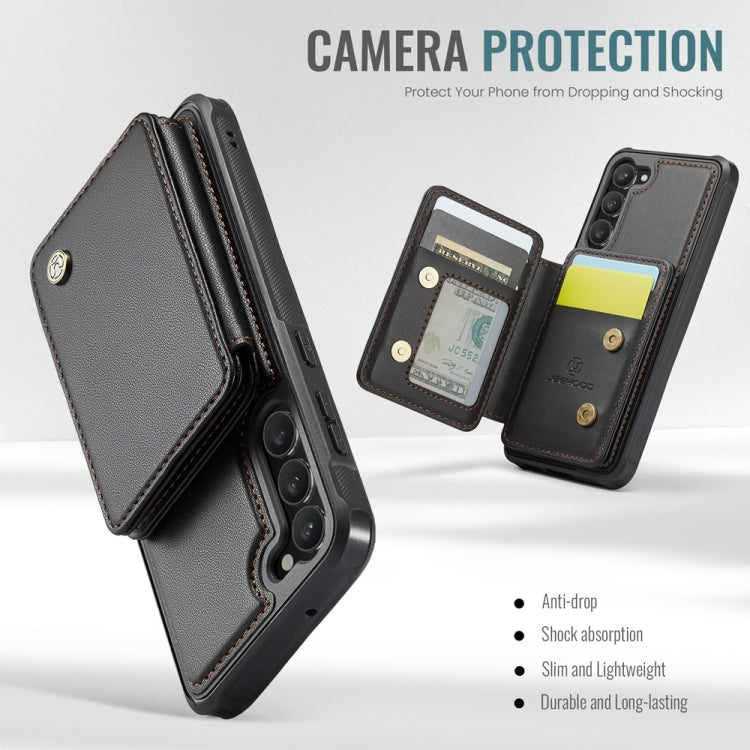 For Samsung Galaxy S23+ 5G JEEHOOD J05 Business Magnetic Style RFID Leather Phone Case(Black)