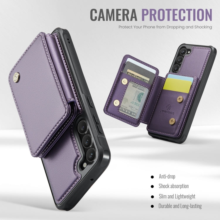 For Samsung Galaxy S23+ 5G JEEHOOD J05 Business Magnetic Style RFID Leather Phone Case(Purple)