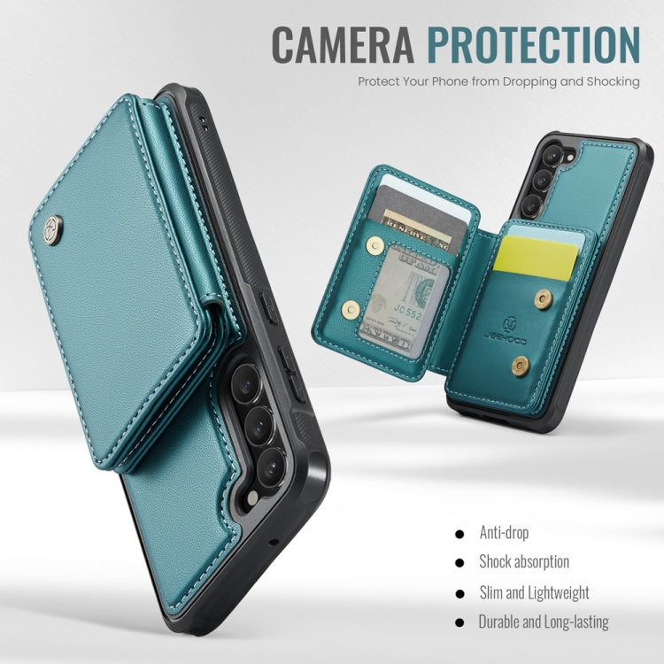 For Samsung Galaxy S23+ 5G JEEHOOD J05 Business Magnetic Style RFID Leather Phone Case(Blue Green)