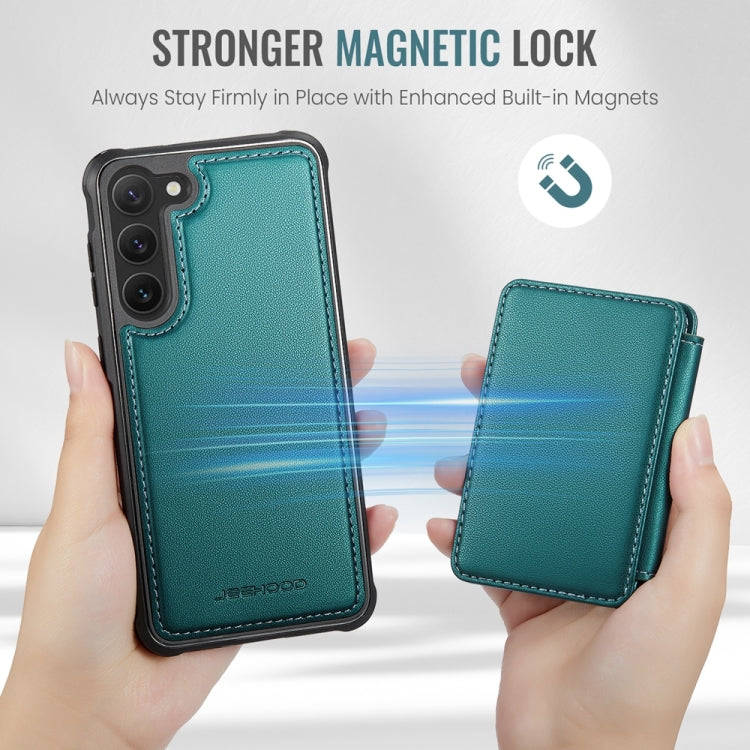 For Samsung Galaxy S23+ 5G JEEHOOD J05 Business Magnetic Style RFID Leather Phone Case(Blue Green)
